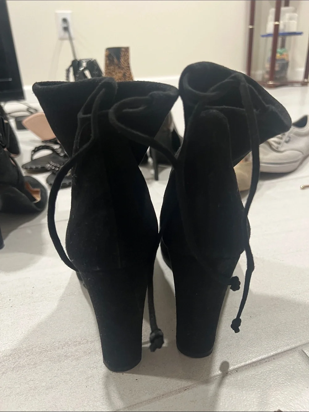 Women's Black Suede Ankle Boots - Classic Styled Booties